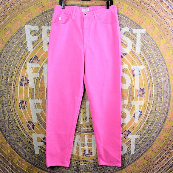 hot pink high waisted jeans